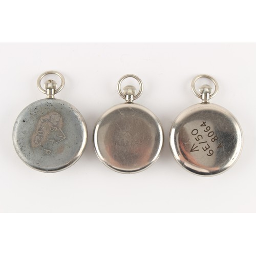 3 - The Henry & Tricia Byrom Collection - three military pocket watches, all require attention (3).