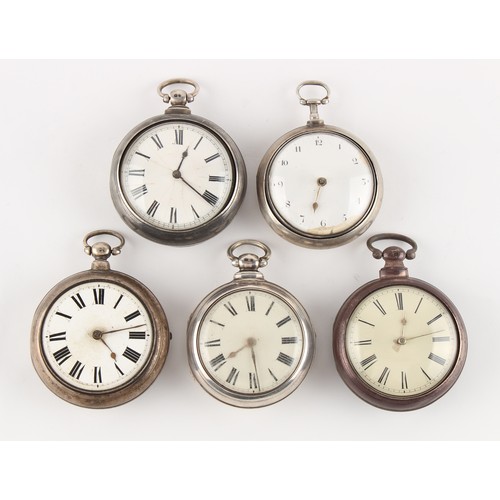 1 - The Henry & Tricia Byrom Collection - five silver pair cased pocket watches, all require attention (... 