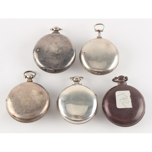 1 - The Henry & Tricia Byrom Collection - five silver pair cased pocket watches, all require attention (... 