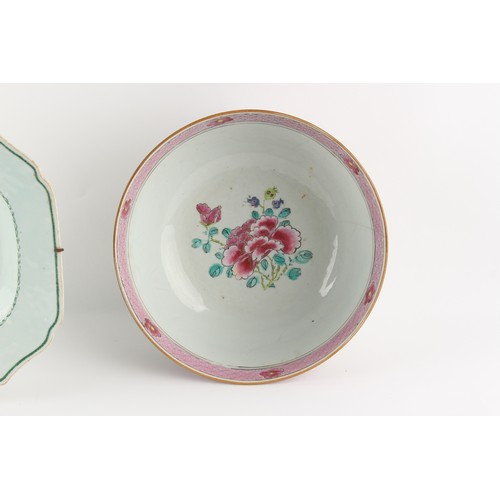 156 - Property of a gentleman - three Chinese famille rose porcelain items, all 18th century, hairlines & ... 