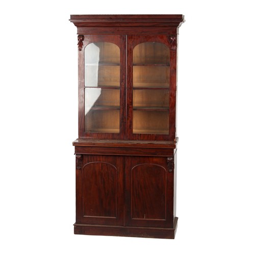 198 - Property of a lady - a Victorian mahogany two-part chiffonier bookcase, 46ins. (117cms.) wide (overa... 