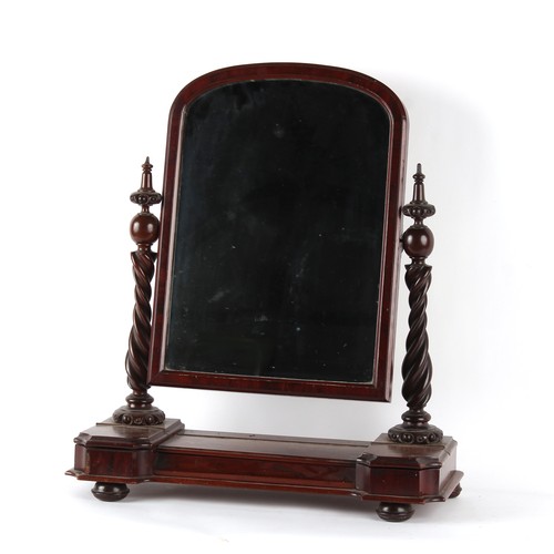 212 - Property of a gentleman - a Victorian mahogany swing-frame toilet mirror with three lidded base & ta... 