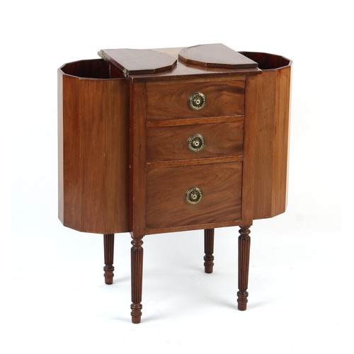 225 - Property of a lady - an early 20th century mahogany work table with twin hinged compartments flankin... 