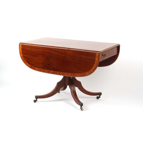 235 - Property of a lady - an early 19th century Regency period mahogany & satinwood crossbanded pedestal ... 