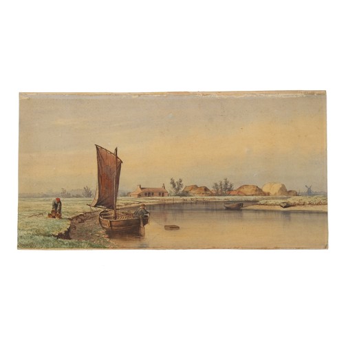 72 - Property of a lady - Charles Harmony Harrison (1842-1902) - RIVER SCENE WITH FIGURES - watercolour, ... 