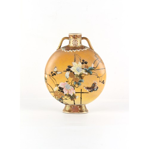 144 - Property of a deceased estate - a Japanese Satsuma moon flask, early 20th century, repair to one han... 