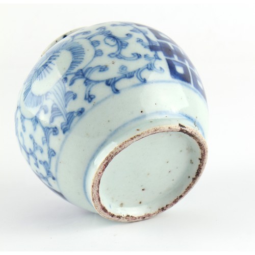 158 - A Chinese blue & white porcelain jarlet, 18th / 19th century, 3.25ins. (8.3cms.) high.