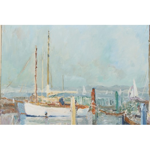 92 - ARR - Property of a gentleman - Ronald Ossory Dunlop (1894-1973) - YACHTS IN HARBOUR - oil on canvas... 