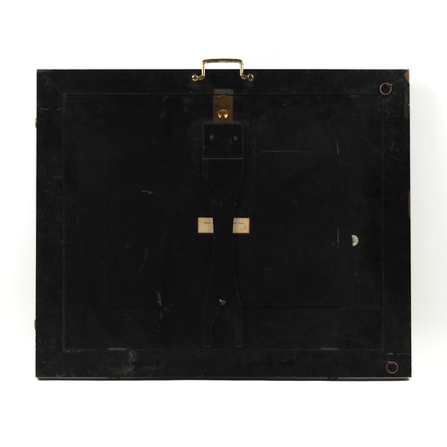 137 - Property of a gentleman - a late 19th century ebonised & parcel gilt easel picture frame, with gilt ... 