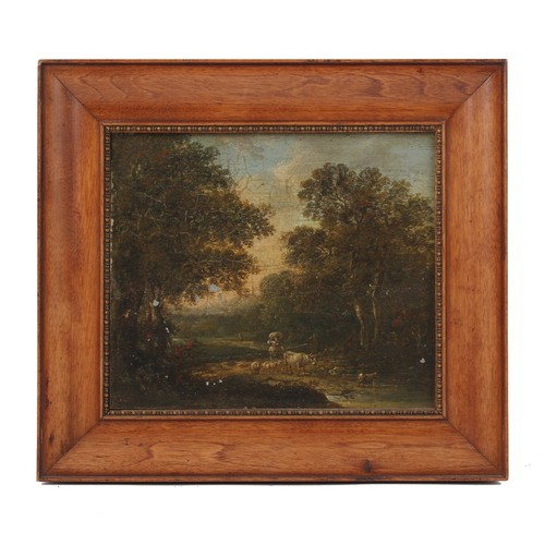 58 - Property of a lady - manner of Meindert Hobbema - A DUTCH LANDSCAPE - oil on metal panel, some flaki... 