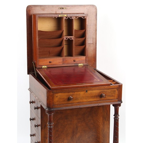 255 - Property of a gentleman - an unusual Victorian walnut davenport, with fitted interior.