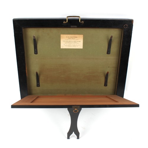 137 - Property of a gentleman - a late 19th century ebonised & parcel gilt easel picture frame, with gilt ... 