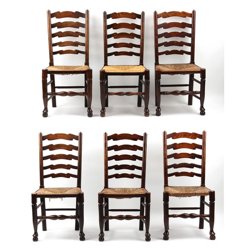 290 - Property of a lady - a set of six rush seated ladder-back dining chairs (6).