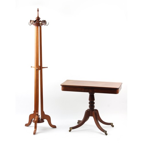 292 - Property of a lady - an early 20th century walnut hat & coat stand with revolving pegs (one peg miss... 