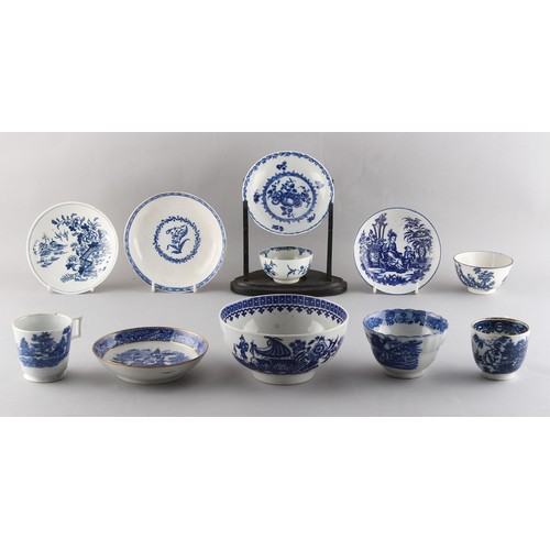 13 - Property of a gentleman - a group of late 18th / early 19th century English blue & white tea wares i... 