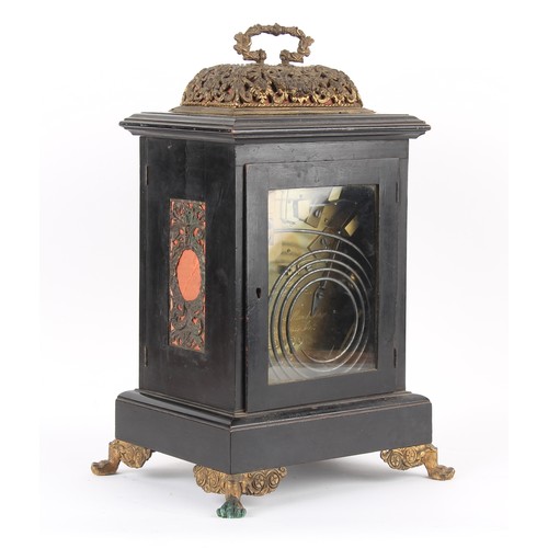 238 - The Henry & Tricia Byrom Collection - a late 19th century gilt metal mounted ebonised table clock, c... 