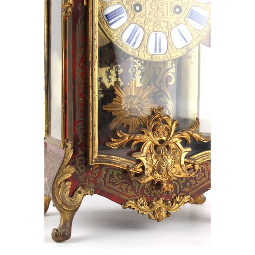 213 - Property of a lady - a good late 19th century French gilt metal mounted Boulle style mantel clock, t... 