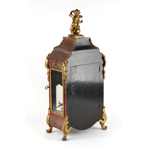 213 - Property of a lady - a good late 19th century French gilt metal mounted Boulle style mantel clock, t... 