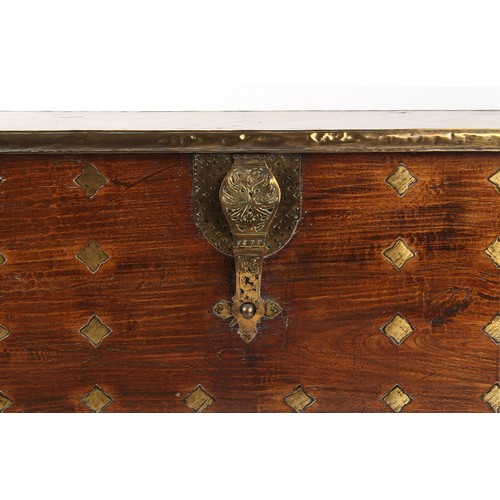 305 - Property of a lady - a Colonial, probably Dutch Colonial brass mounted teak chest, late 18th / early... 