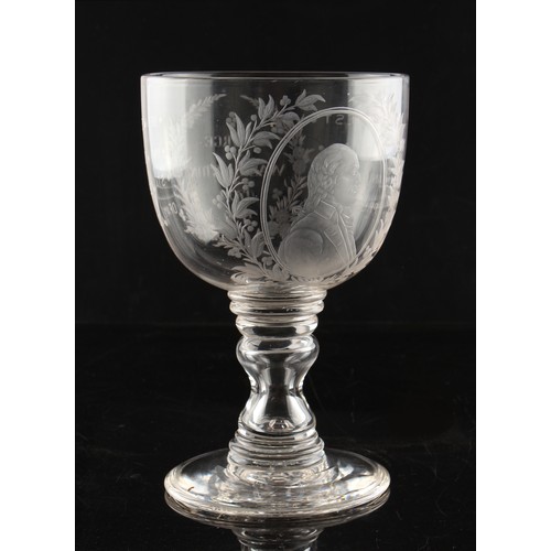 1 - Property of a gentleman - American interest - a large 19th century engraved glass commemorative rumm... 