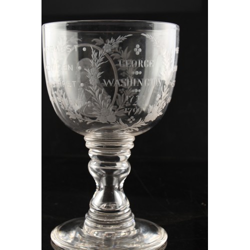 1 - Property of a gentleman - American interest - a large 19th century engraved glass commemorative rumm... 