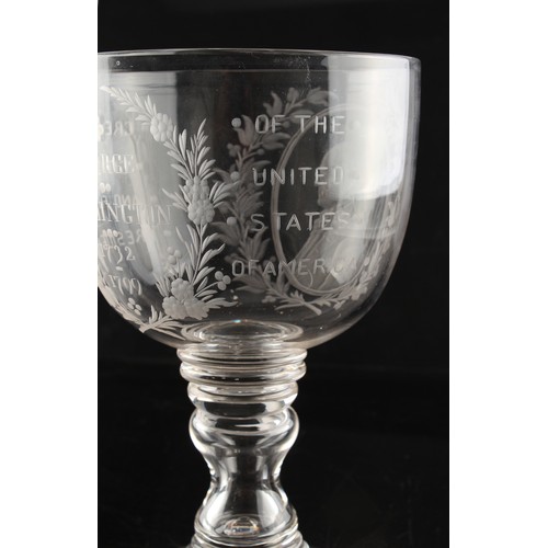 1 - Property of a gentleman - American interest - a large 19th century engraved glass commemorative rumm... 