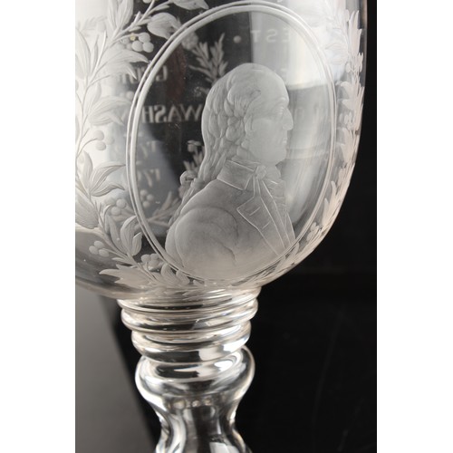 1 - Property of a gentleman - American interest - a large 19th century engraved glass commemorative rumm... 