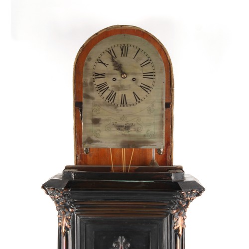 215 - Property of a lady - a very unusual early 20th century bronzed copper cased longcase clock, the two-... 