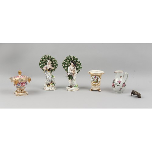 22 - Property of a lady - a group of five assorted porcelain items, 18th & 19th century, including a pair... 