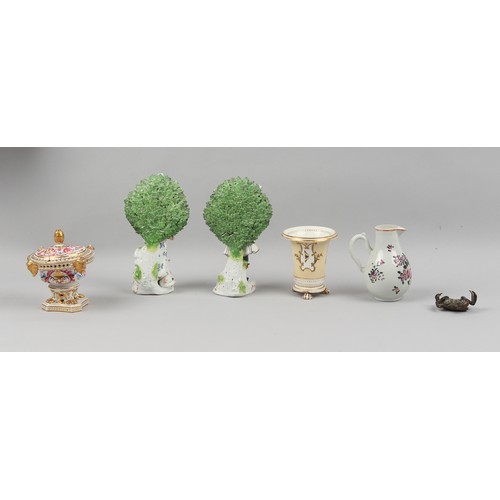 22 - Property of a lady - a group of five assorted porcelain items, 18th & 19th century, including a pair... 