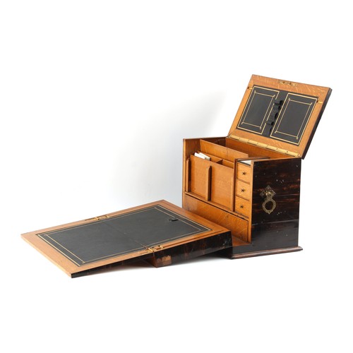 157 - The Henry & Tricia Byrom Collection - a Victorian coromandel writing box, with fold-out front & fitt... 