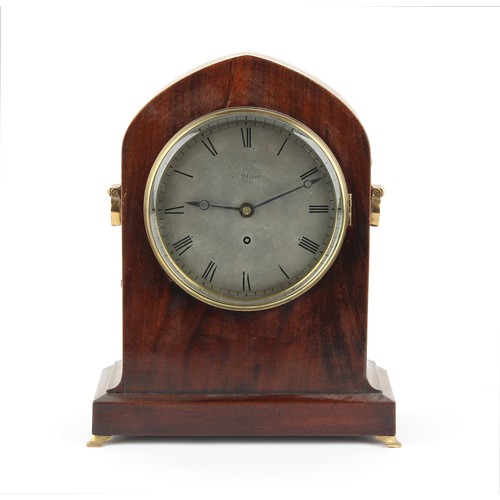 245 - The Henry Tricia Byrom Collection - an early Victorian mahogany lancet cased mantel clock timepiece,... 