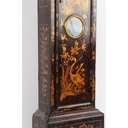 301 - The Henry & Tricia Byrom Collection - a faux tortoiseshell lacquer chinoiserie cased 8-day striking ... 