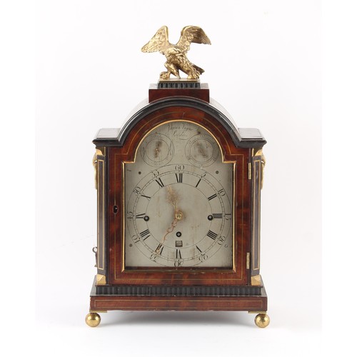 294 - The Henry & Tricia Byrom Collection - a brass mounted mahogany cased triple fusee bracket clock, cir... 