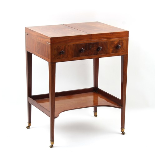 322 - The Henry & Tricia Byrom Collection - a George III mahogany & satinwood oval banded enclosed washsta... 