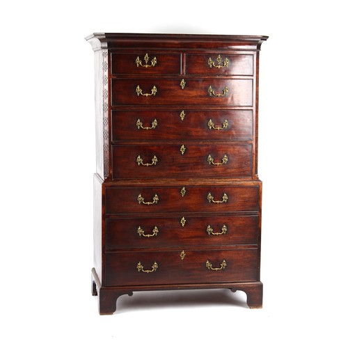 371 - The Henry & Tricia Byrom Collection - a George III mahogany chest-on-chest or tallboy, in the manner... 