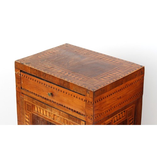 340 - Property of a gentleman - a pair of 18th century Italian parquetry bedside cabinets or pot cupboards... 