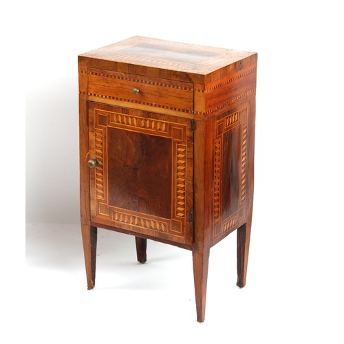 340 - Property of a gentleman - a pair of 18th century Italian parquetry bedside cabinets or pot cupboards... 