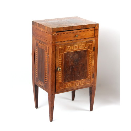 340 - Property of a gentleman - a pair of 18th century Italian parquetry bedside cabinets or pot cupboards... 