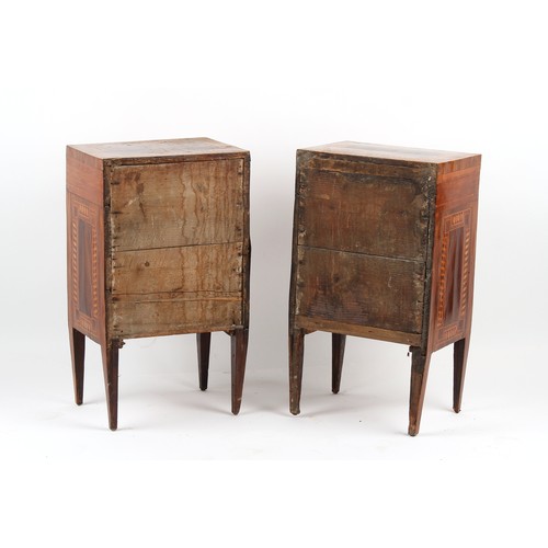 340 - Property of a gentleman - a pair of 18th century Italian parquetry bedside cabinets or pot cupboards... 