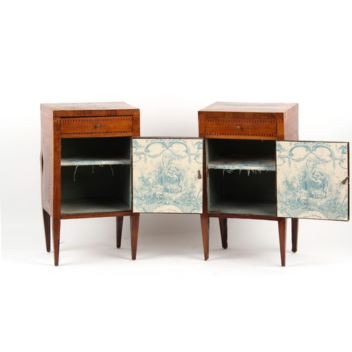 340 - Property of a gentleman - a pair of 18th century Italian parquetry bedside cabinets or pot cupboards... 