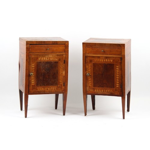 340 - Property of a gentleman - a pair of 18th century Italian parquetry bedside cabinets or pot cupboards... 