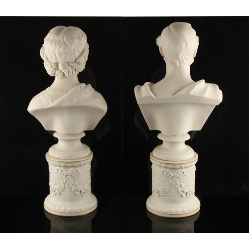 37 - Property of a gentleman - a pair of Victorian Copeland parian busts of Edward Prince of Wales and Al... 