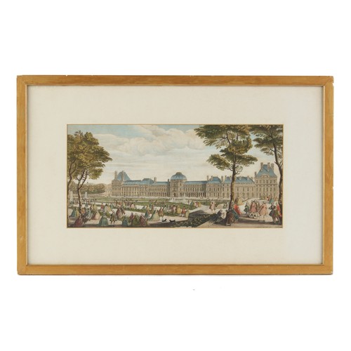 78 - Property of a lady of title - a group of three 18th century coloured engravings depicting Palaces an... 