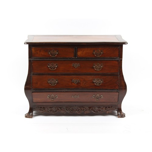 367 - Property of a deceased estate - a small Dutch Colonial bombe shaped chest of two short & three long ... 