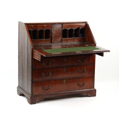 429 - Property of a deceased estate - a George II provincial walnut fall-front bureau, 37.5ins. (95.2cms.)... 