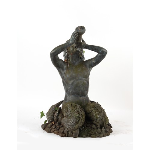 541 - Property of a gentleman - a weathered bronze fountain head modelled as a triton, 37.5ins. (95cms.) h... 