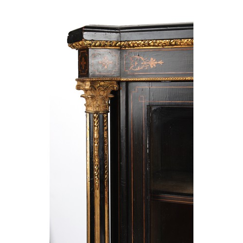 319 - Property of a lady - a good quality Victorian ormolu mounted ebonised & marquetry inlaid credenza, c... 