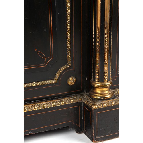 319 - Property of a lady - a good quality Victorian ormolu mounted ebonised & marquetry inlaid credenza, c... 