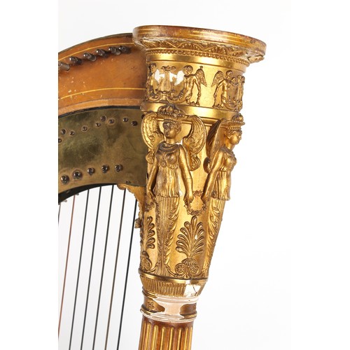 212 - The Henry & Tricia Byrom Collection - a 19th century Delveau's Patent harp, with painted & gilt neo-... 